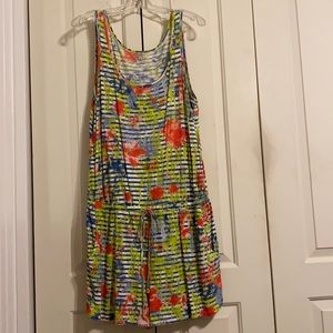 Chip and Pepper stripe and floral print romper size L